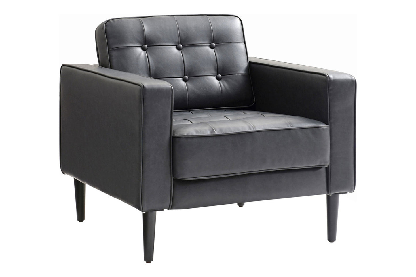 Cooper Mid-century Modern Armchair, Black | Imitation Leather