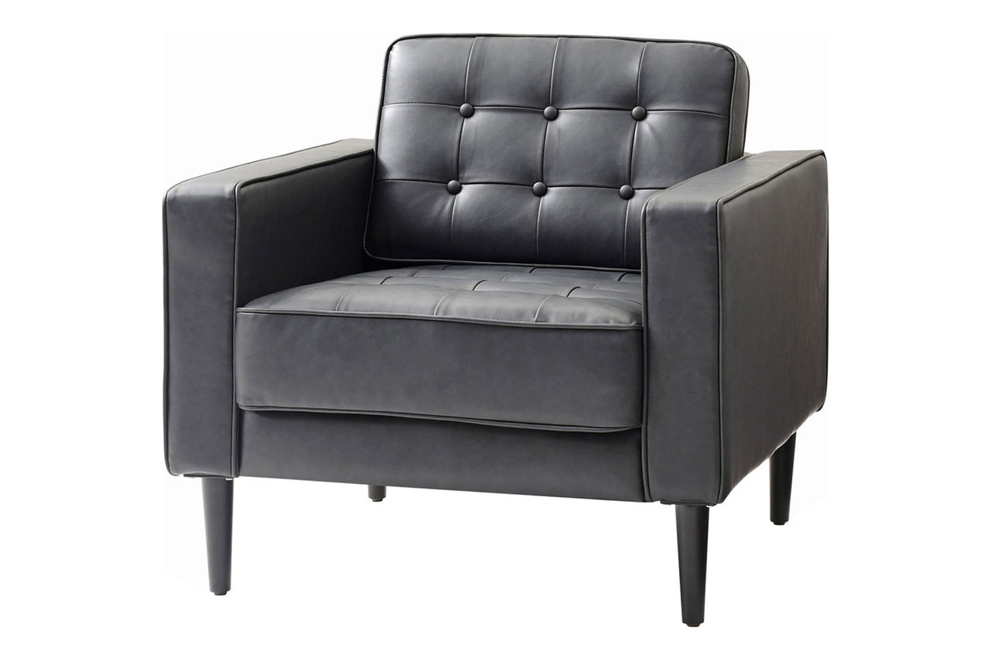 Cooper Mid-century Modern Armchair, Black | Imitation Leather