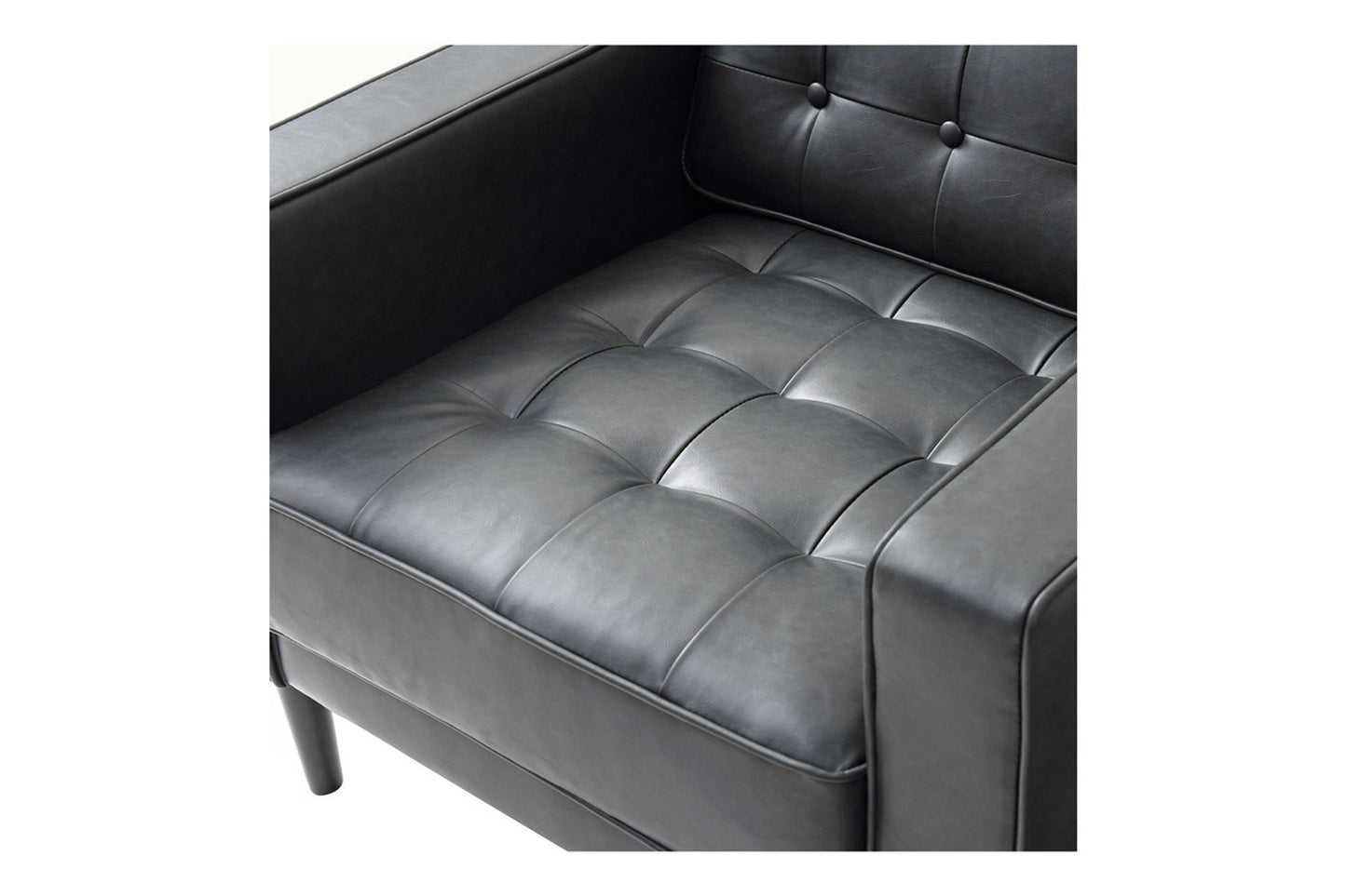 Cooper Mid-century Modern Armchair, Black | Imitation Leather