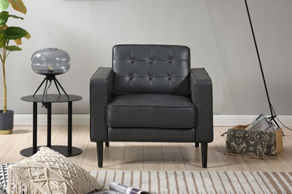 Cooper Mid-century Modern Armchair, Black | Imitation Leather