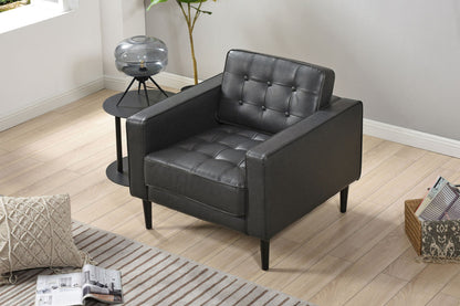 Cooper Mid-century Modern Armchair, Black | Imitation Leather