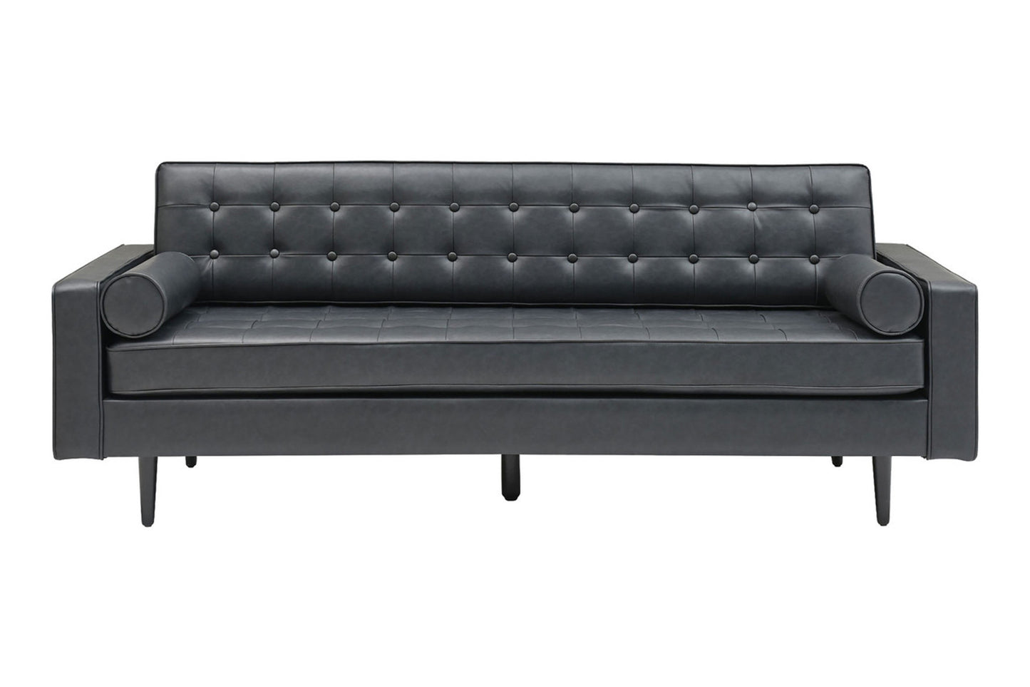 Cooper Sofa - 3 Seater (7ft) | Faux Leather, Black