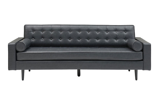 Cooper Sofa - 3 Seater (7ft) | Faux Leather, Black