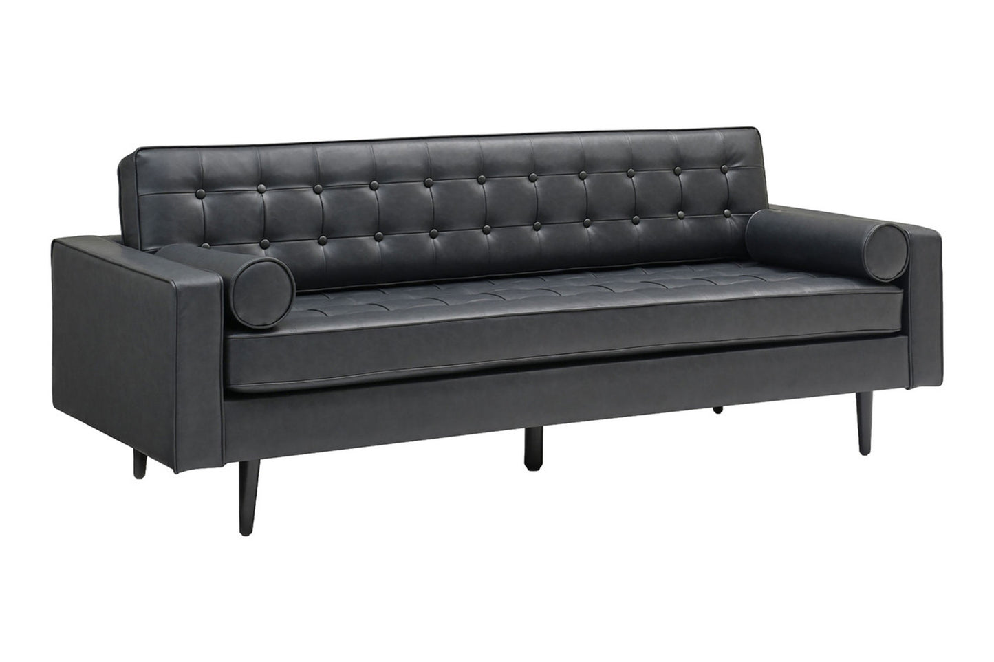 Cooper Sofa - 3 Seater (7ft) | Faux Leather, Black