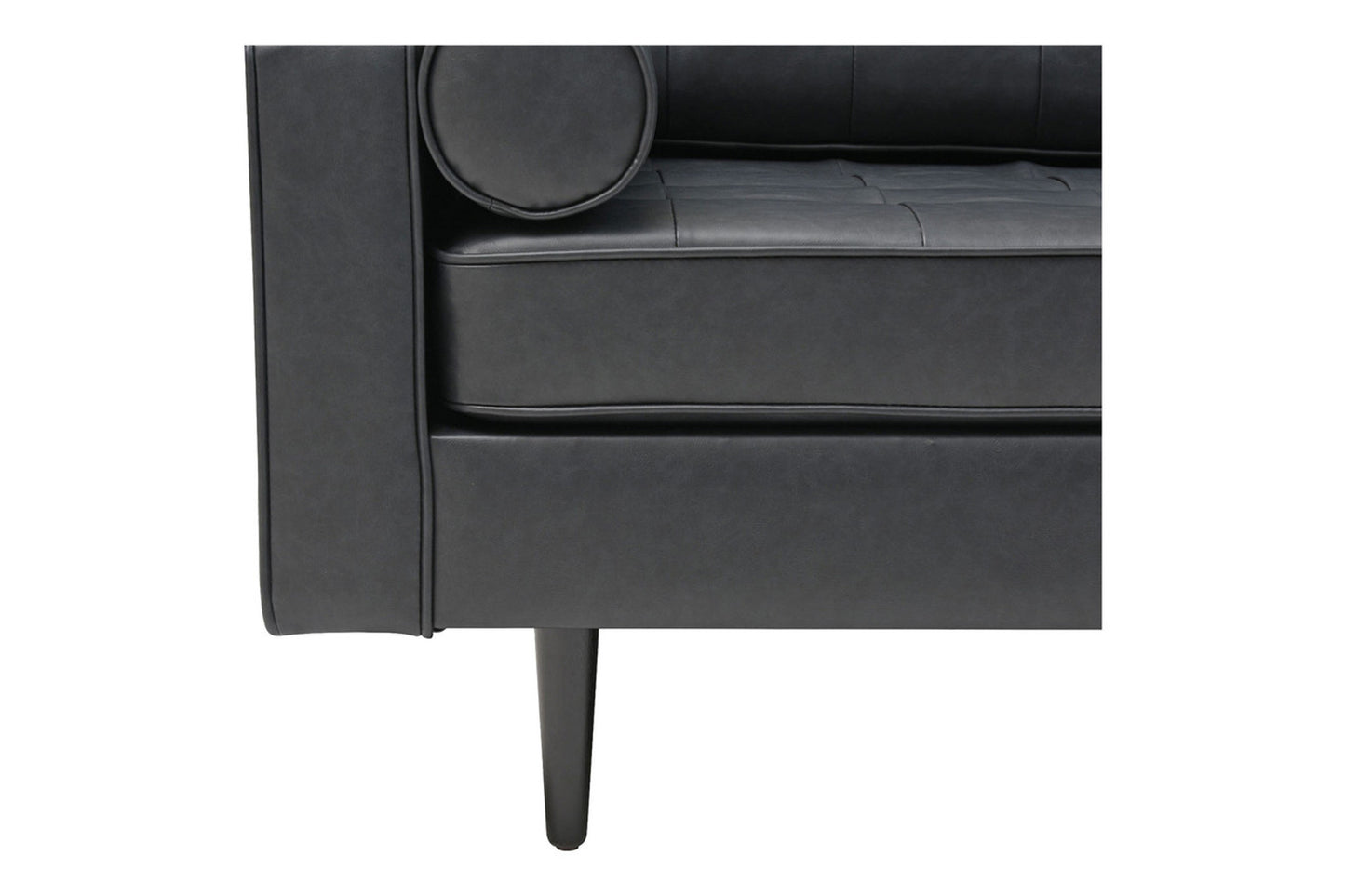 Cooper Sofa - 3 Seater (7ft) | Faux Leather, Black