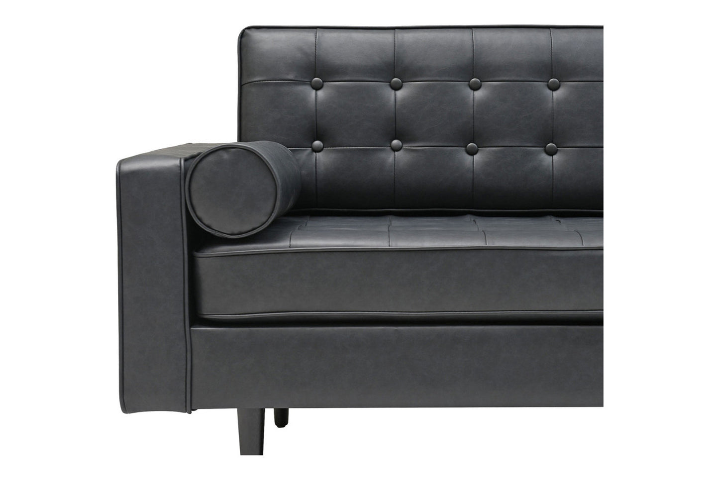 Cooper Sofa - 3 Seater (7ft) | Faux Leather, Black