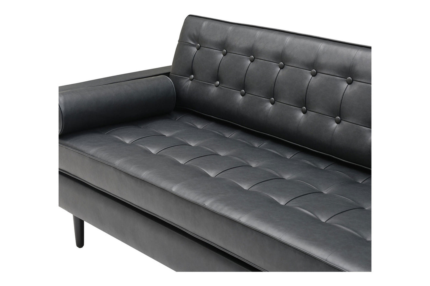 Cooper Sofa - 3 Seater (7ft) | Faux Leather, Black