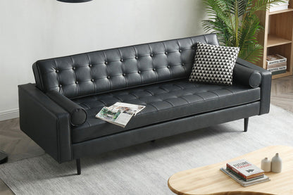 Cooper Sofa - 3 Seater (7ft) | Faux Leather, Black