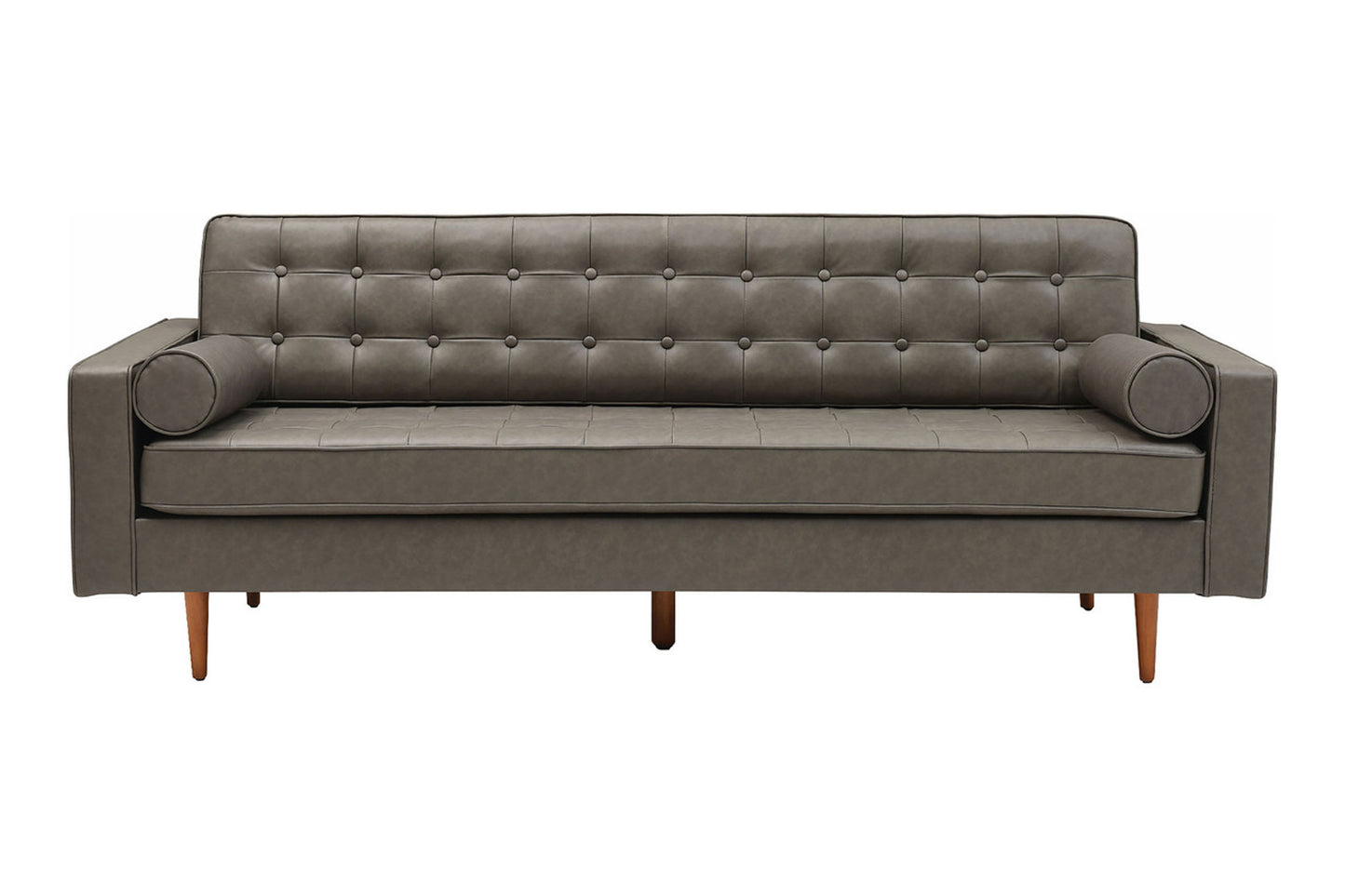 Cooper Sofa - 3 Seater (7ft) | Faux Leather, Dark Gray