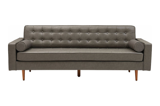 Cooper Sofa - 3 Seater (7ft) | Faux Leather, Dark Gray