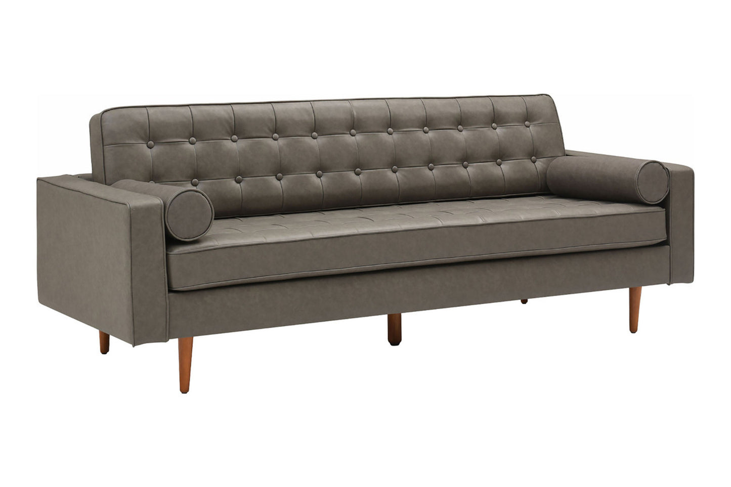 Cooper Sofa - 3 Seater (7ft) | Faux Leather, Dark Gray