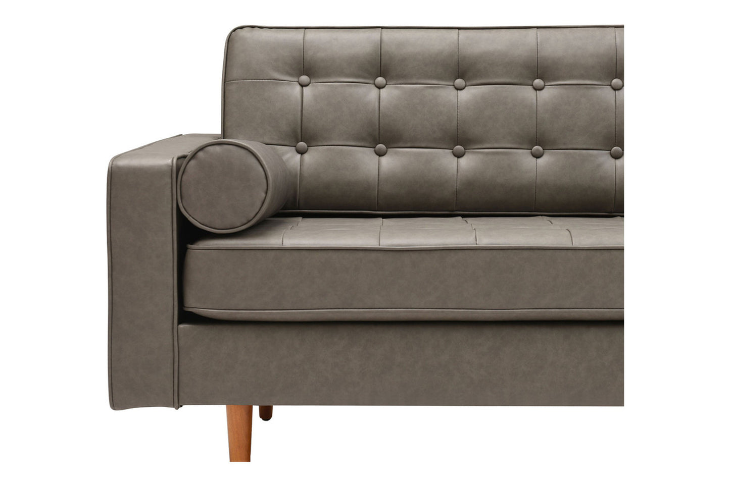 Cooper Sofa - 3 Seater (7ft) | Faux Leather, Dark Gray