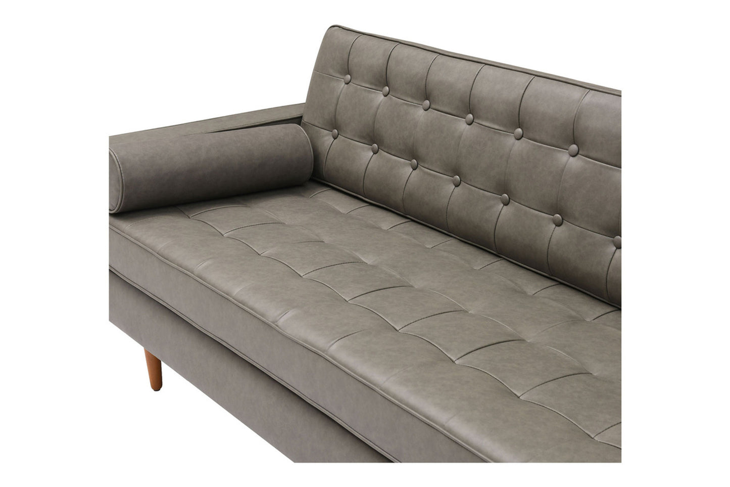 Cooper Sofa - 3 Seater (7ft) | Faux Leather, Dark Gray