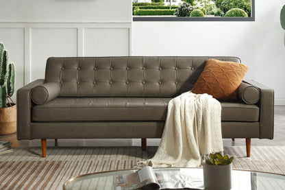 Cooper Sofa - 3 Seater (7ft) | Faux Leather, Dark Gray