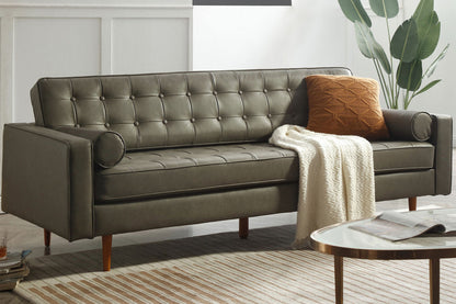 Cooper Sofa - 3 Seater (7ft) | Faux Leather, Dark Gray