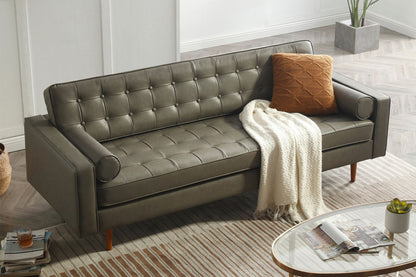 Cooper Sofa - 3 Seater (7ft) | Faux Leather, Dark Gray