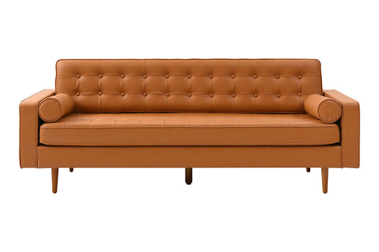 Cooper Sofa - 3 Seater (7ft) | Faux Leather, Tan