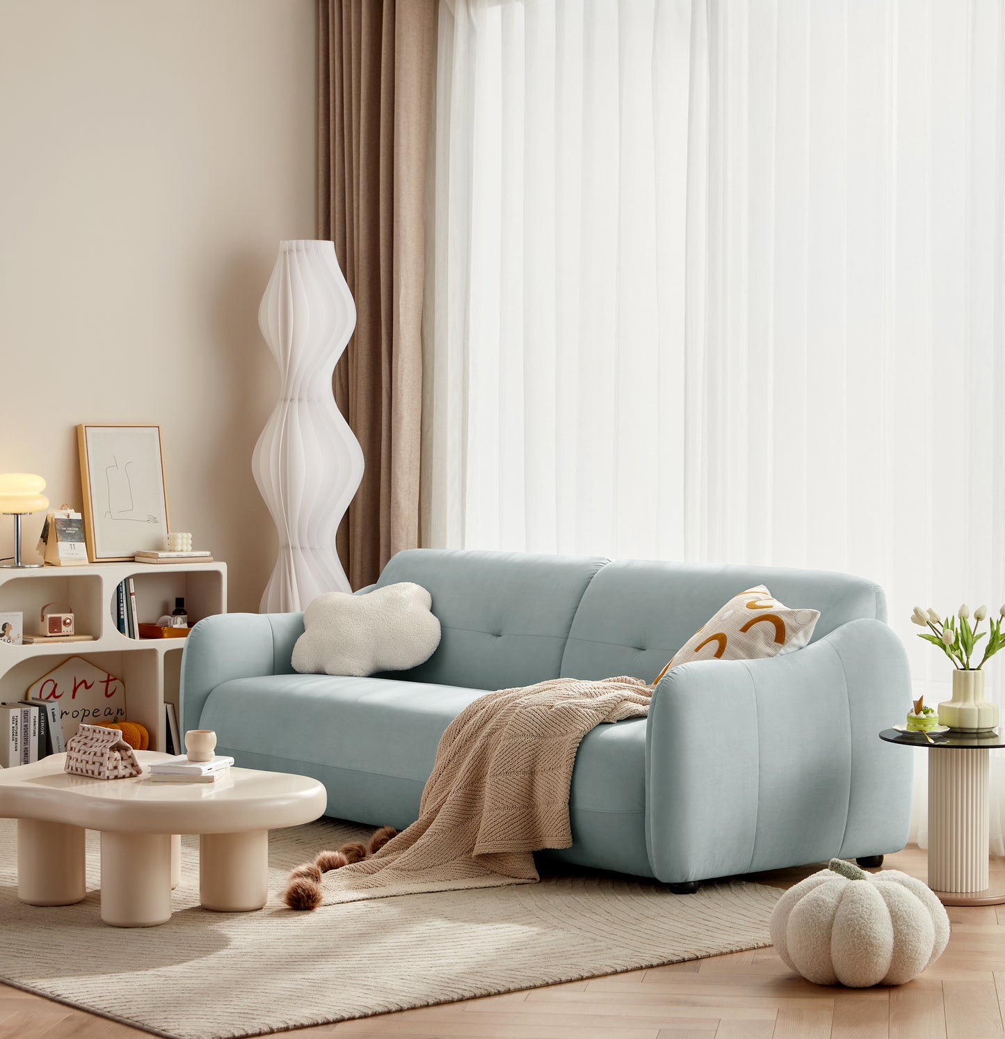 Karessa Deep Seat Sofa, 3 Seater, Blue