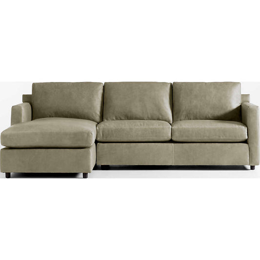Fusion Sectional Sofa With Chaise, Right Facing, Khaki Imitation Leather