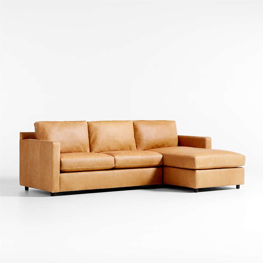 Fusion Sectional Sofa With Chaise, Left Facing, Tan Imitation Leather