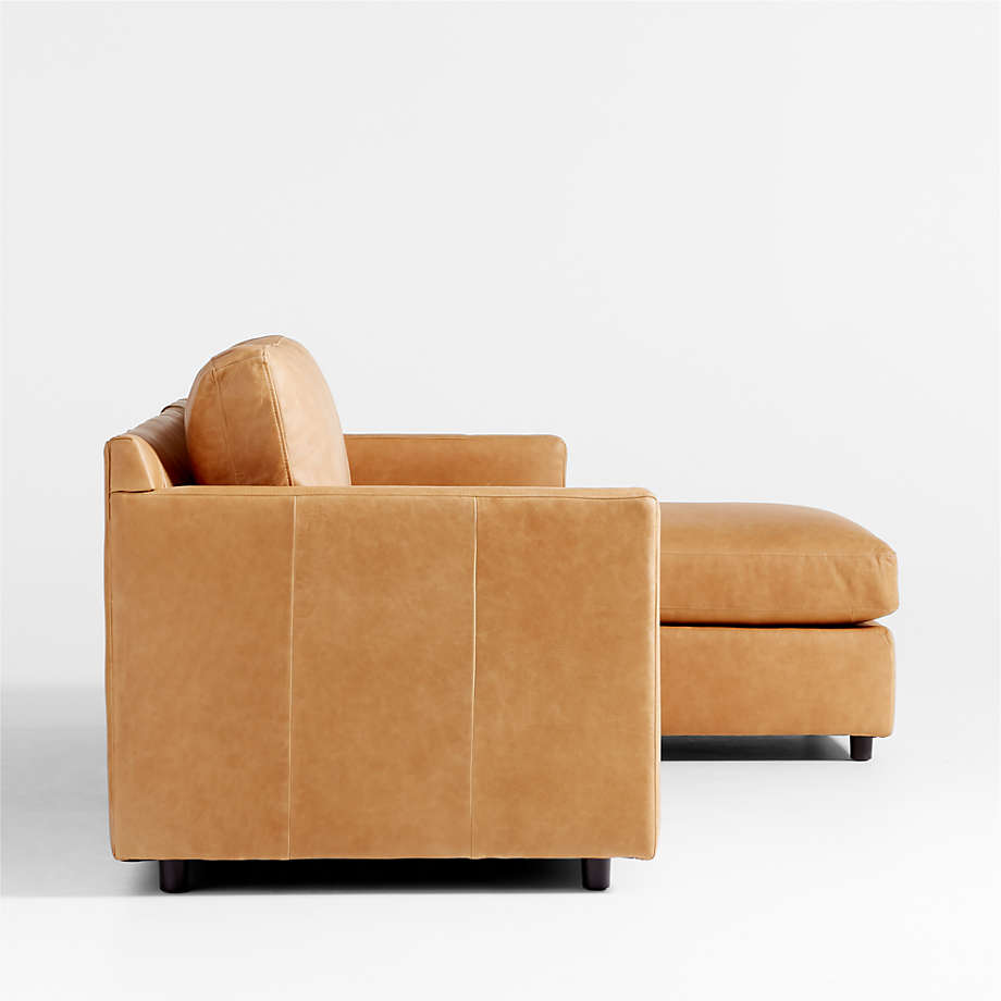 Fusion Sectional Sofa With Chaise, Left Facing, Tan Imitation Leather