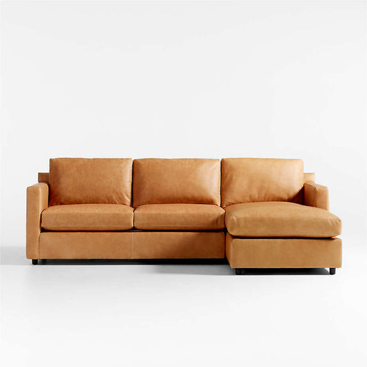 Fusion Sectional Sofa With Chaise, Left Facing, Tan Imitation Leather