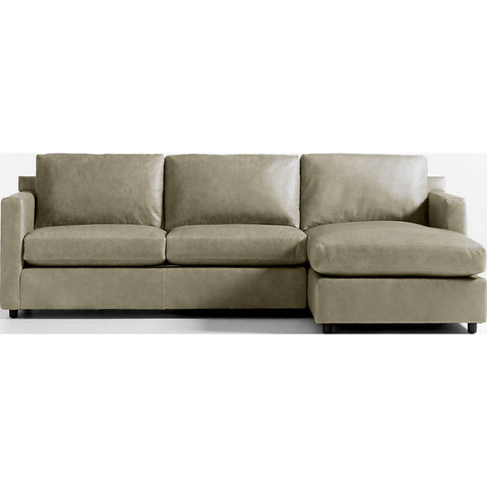 Fusion Sectional Sofa With Chaise, Left Facing, Khaki Imitation Leather