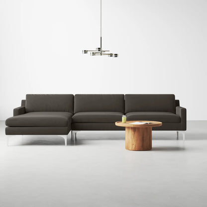 Jones Sectional Sofa With Chaise, Right Facing, Dark Gray, Velvet