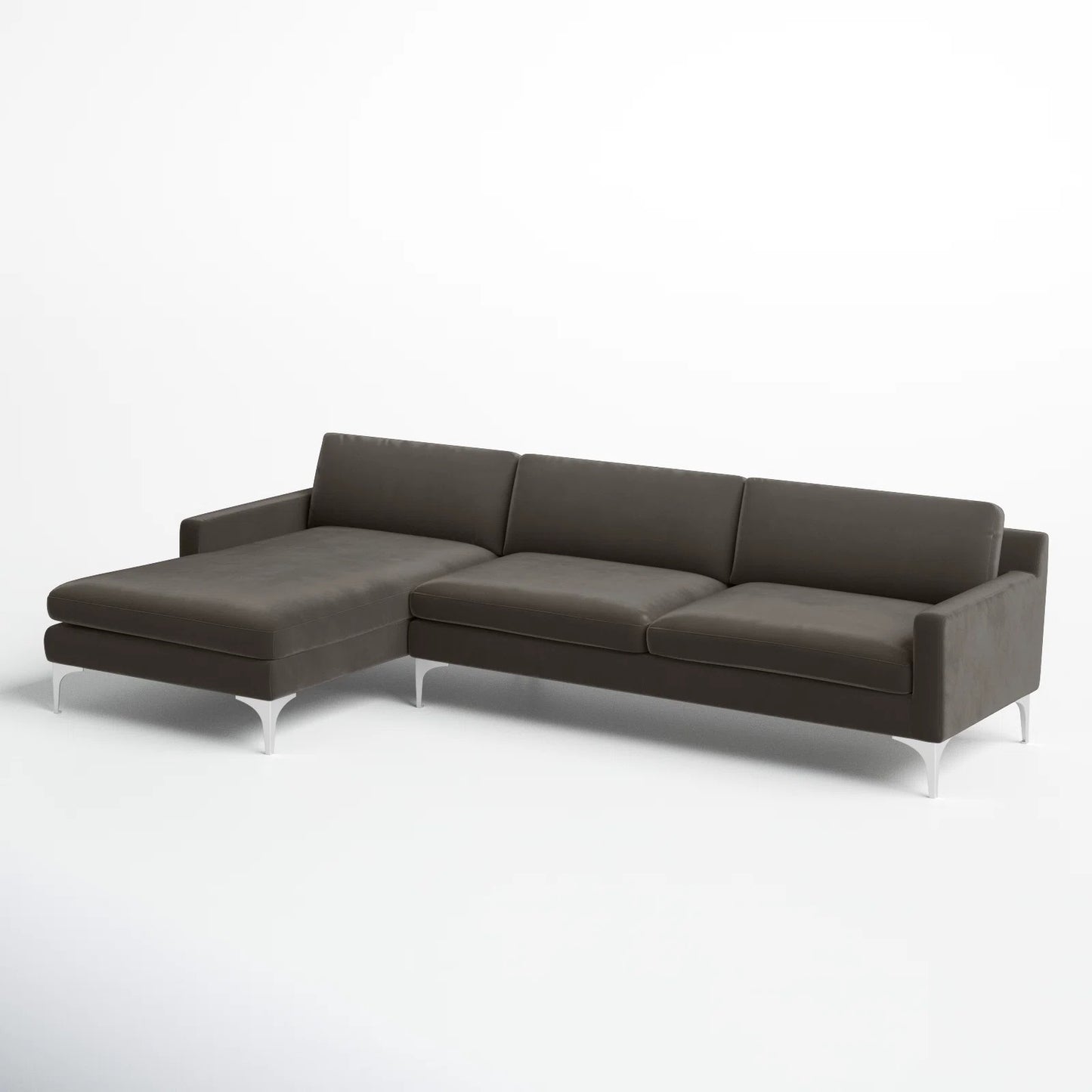 Jones Sectional Sofa With Chaise, Right Facing, Dark Gray, Velvet