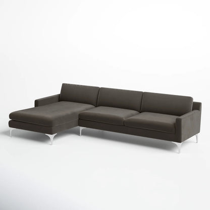 Jones Sectional Sofa With Chaise, Right Facing, Dark Gray, Velvet
