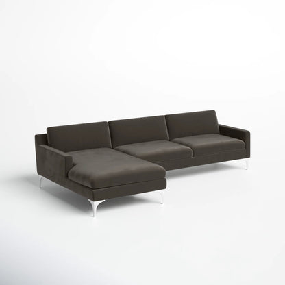 Jones Sectional Sofa With Chaise, Right Facing, Dark Gray, Velvet