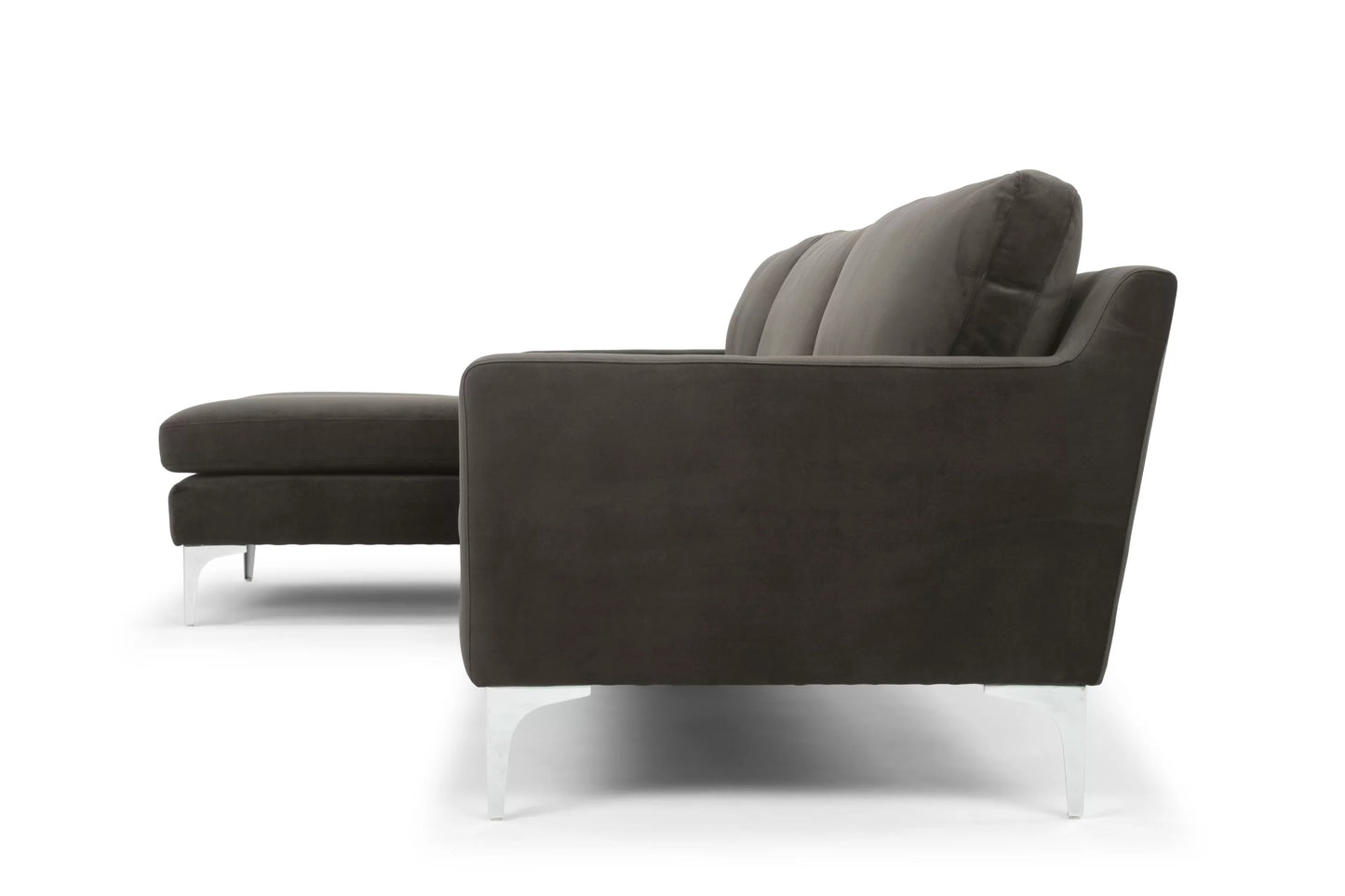 Jones Sectional Sofa With Chaise, Right Facing, Dark Gray, Velvet