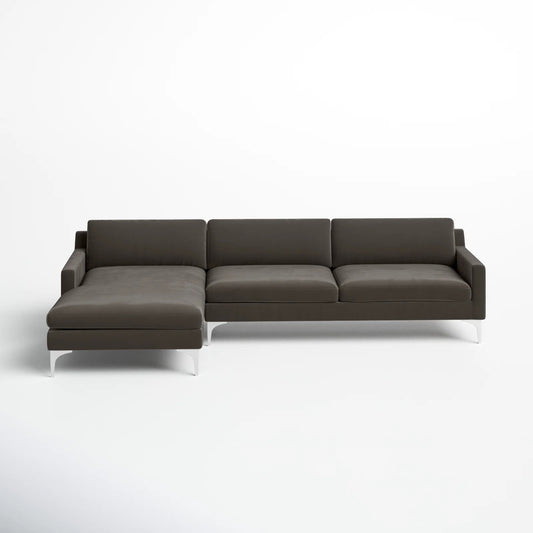 Jones Sectional Sofa With Chaise, Right Facing, Dark Gray, Velvet