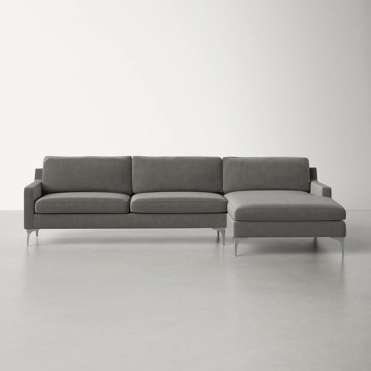 Jones Sectional Sofa With Chaise, Left Facing, Light Gray, Velvet