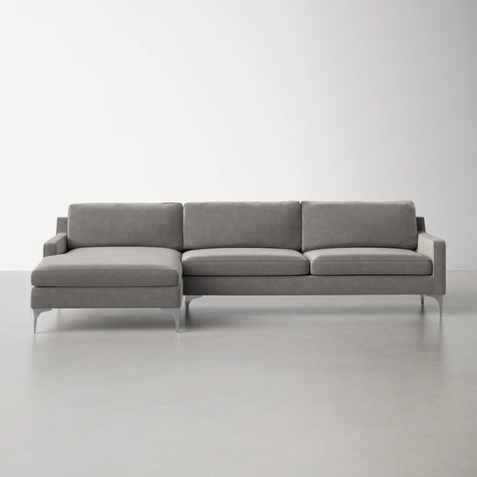 Jones Sectional Sofa With Chaise, Right Facing, Light Gray, Velvet