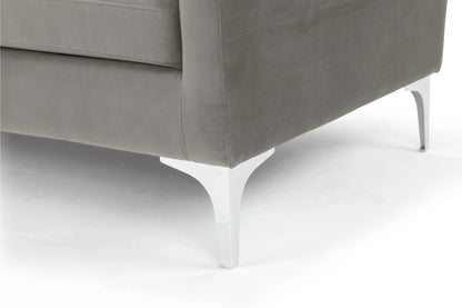 Jones Sectional Sofa With Chaise, Right Facing, Light Gray, Velvet