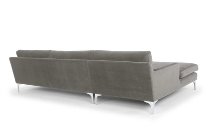Jones Sectional Sofa With Chaise, Right Facing, Light Gray, Velvet