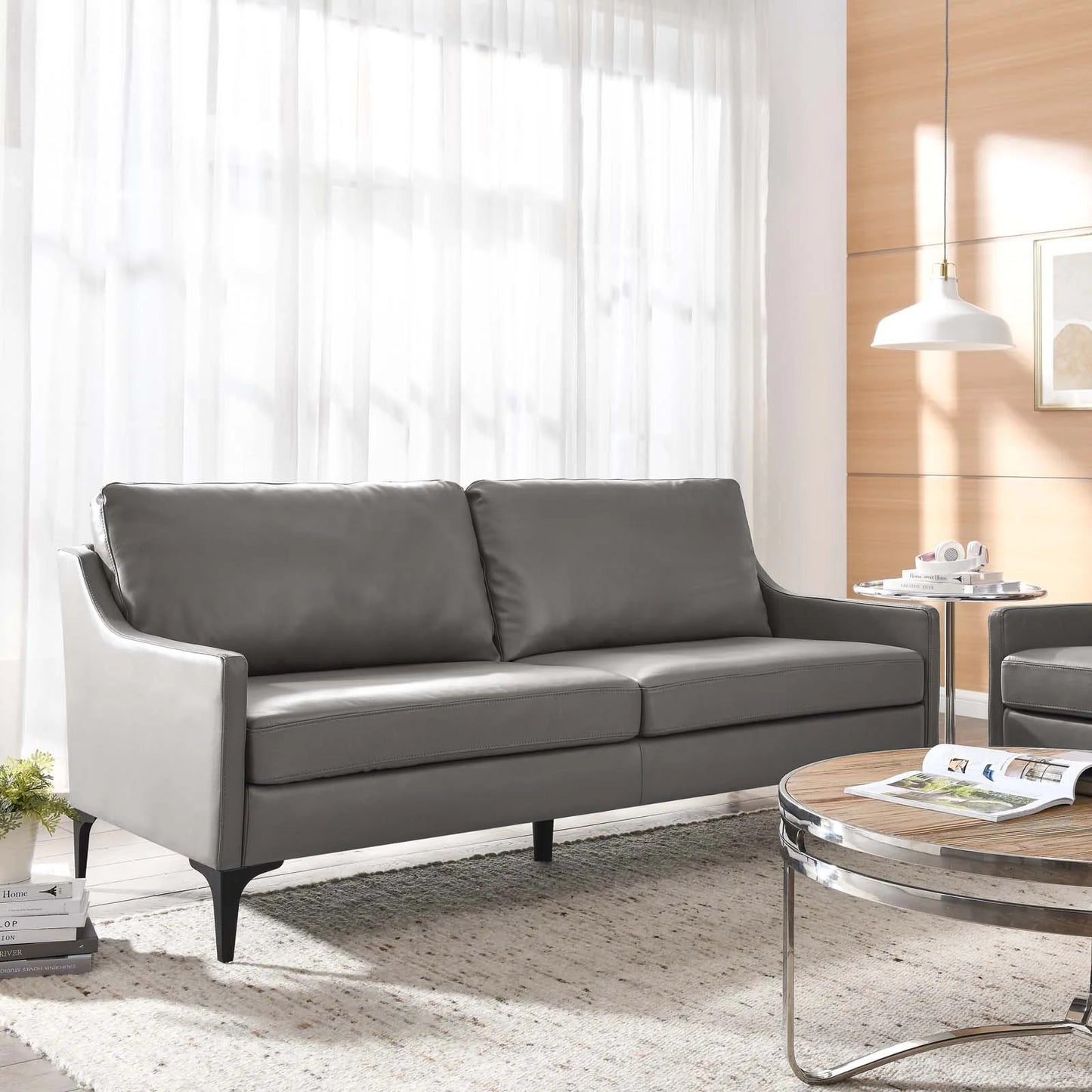 Madison 2 Seater Sofa, Gray Imitation Leather