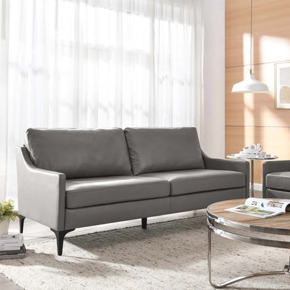 Madison 2 Seater Sofa, Gray Imitation Leather