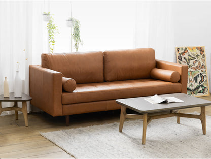 Noah 2 Seater Sofa, Tan Imitation Leather
