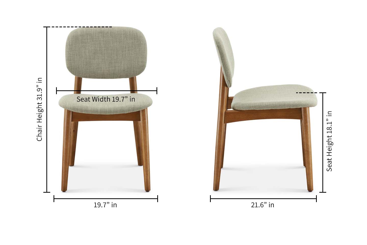 Kelsey Dining Chair, Walnut Stain, Ivory