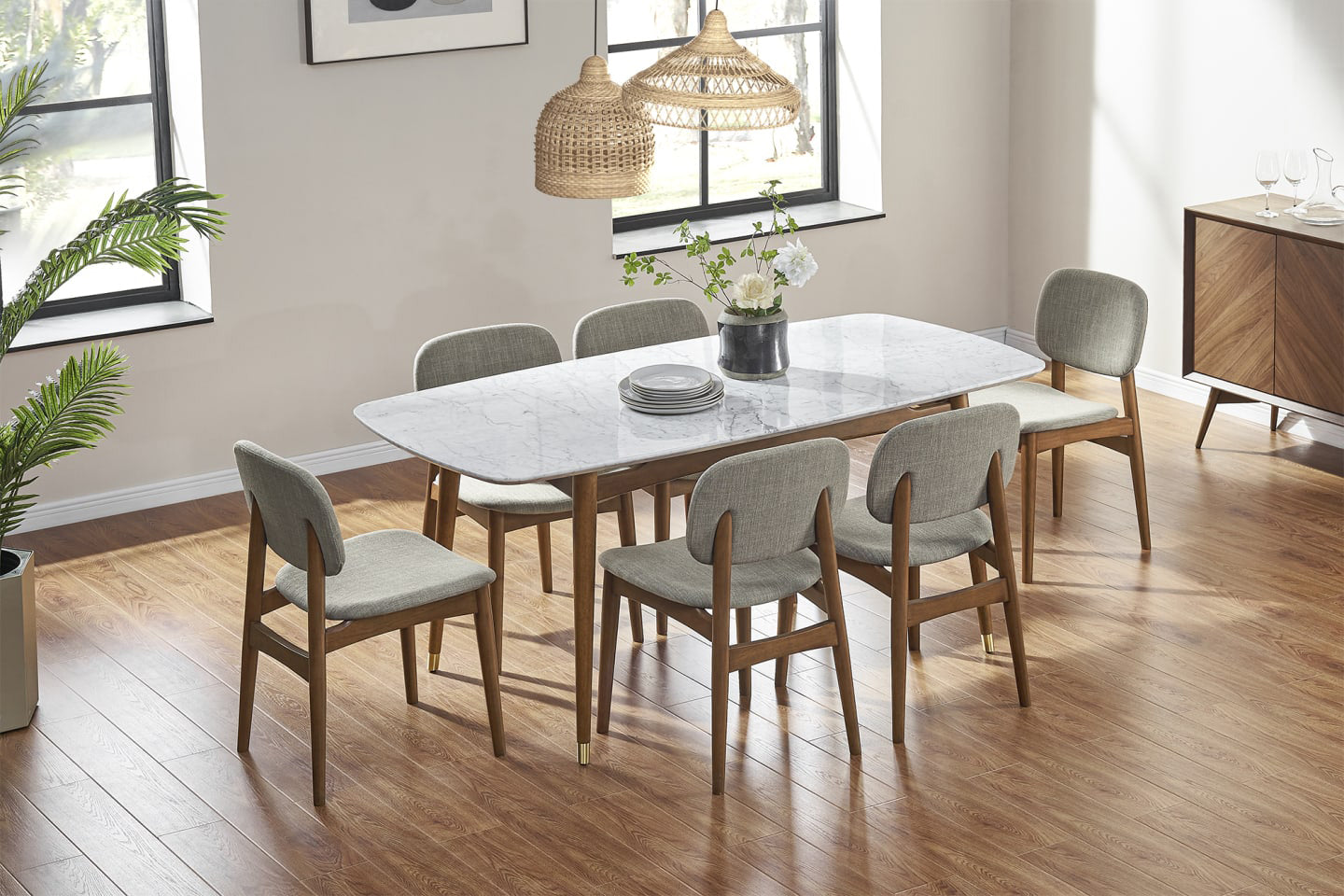Kelsey Chair, Walnut Stain, Pewter Grey